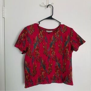 Stylish Red Patterned Women's Top